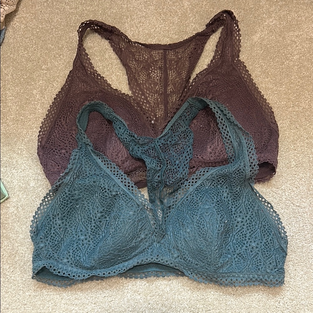 Victoria's Secret Blue and Brown Lace Bras